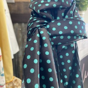 36x36" Black with Turquoise Polka Dots Wild Rag
