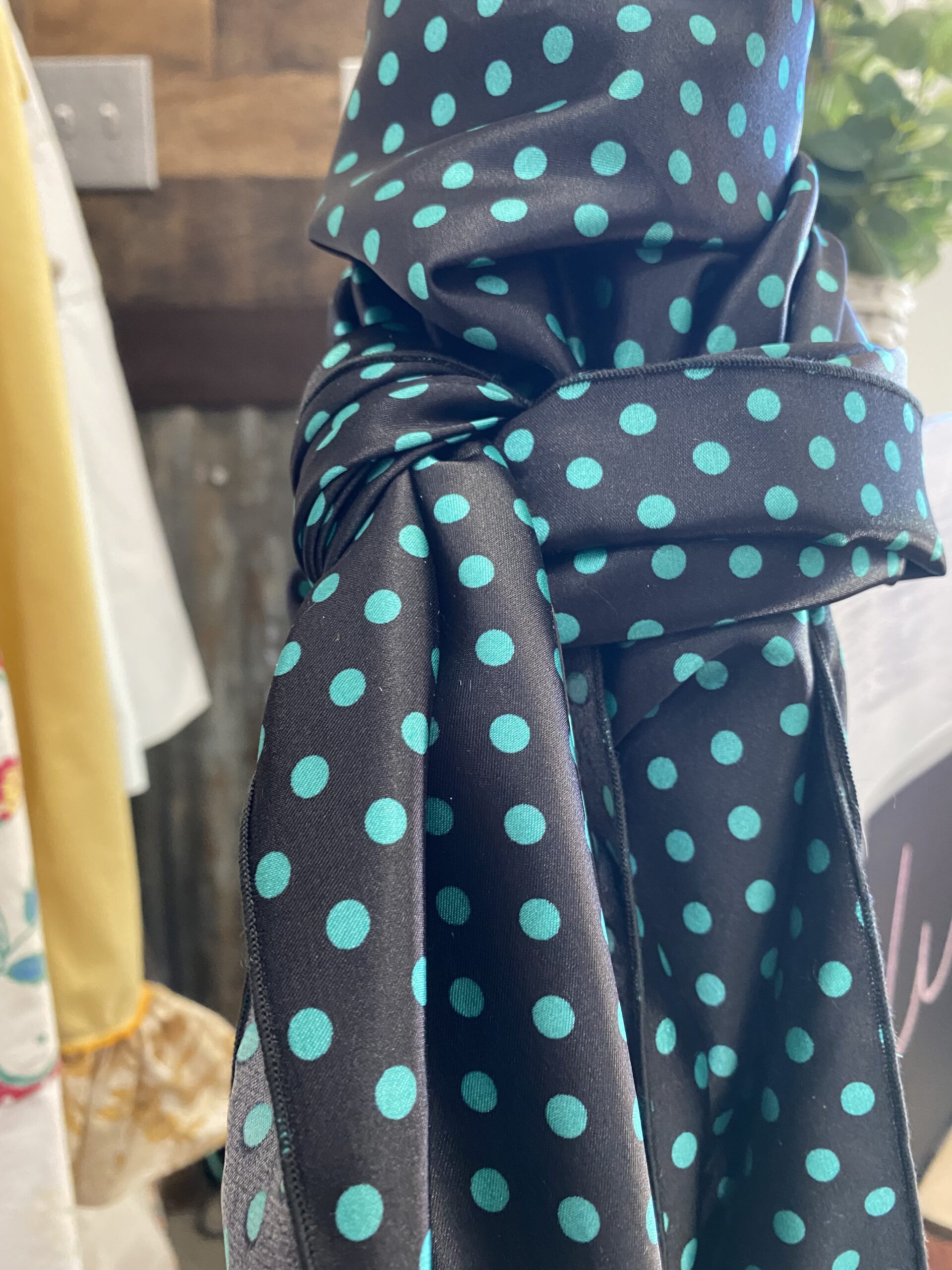 36x36" Black with Turquoise Polka Dots Wild Rag