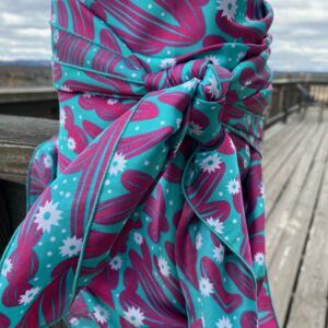 37x37" Turquoise with Hot Pink Cactus Wild Rag