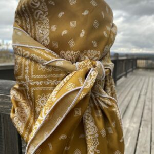 37x37" Mustard Bandana Charmeuse Wild Rag