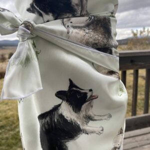 35x35" Cream Border Collie and Sheep Satin Wild Rag