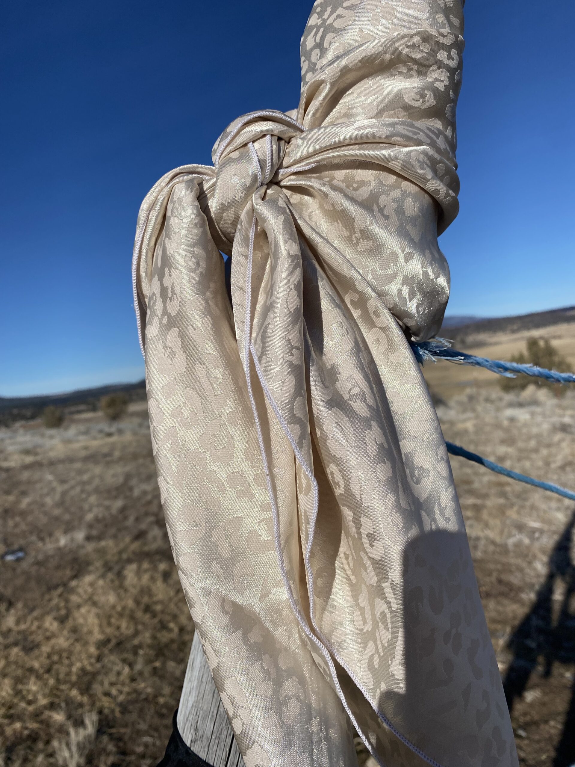 36x36" Champagne Leopard Charmeuse Wild Rag